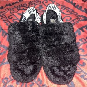 UGG Black Fluffy Footwear